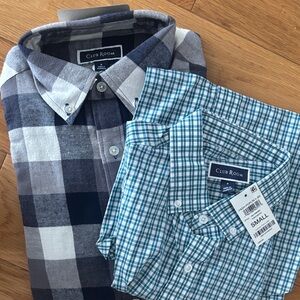 NWT Club Room Men's Plaid and Checkered Shirts - Blue and Gray